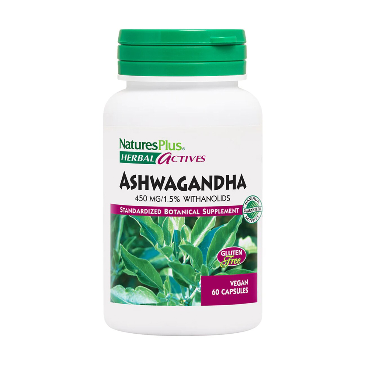 Ашваганда NaturesPlus Herbal Actives Ashwagandha 450 мг, 60 вегетаріанських капсул